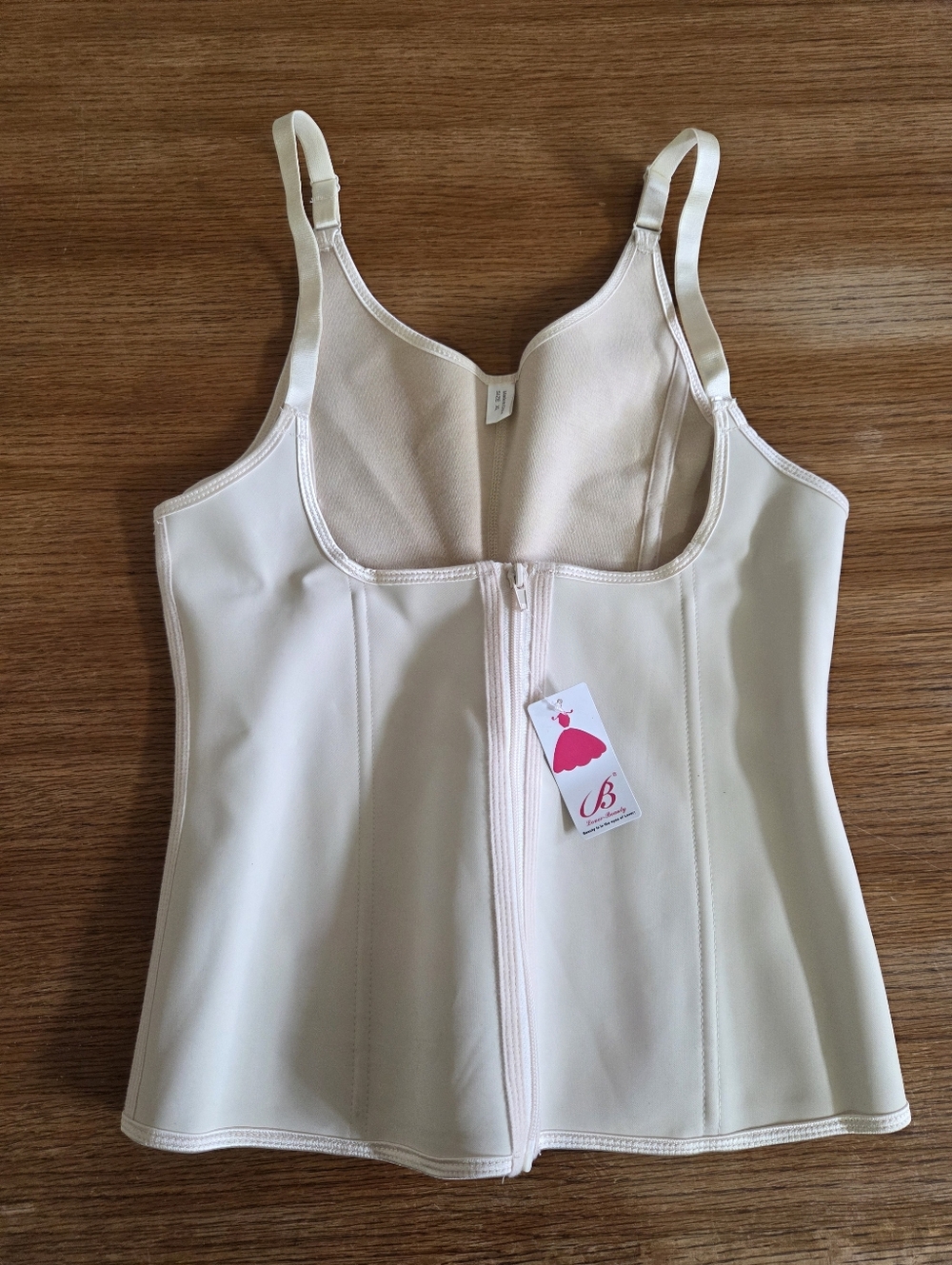 NWT Lover Beauty Shapewear Compression Waist Trainer Lined LATEX In Nude Size XL